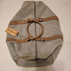 Jackson Faux Leather Vinyl Duffle Luggage Carry-On Bag, Grey NWT